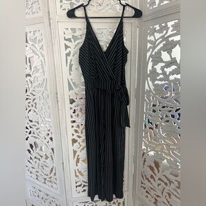 Kaileigh Black and White Striped Midi Dress